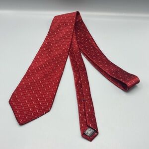 Men’s red geometric brick necktie stafford of England 100 percent silk hand made